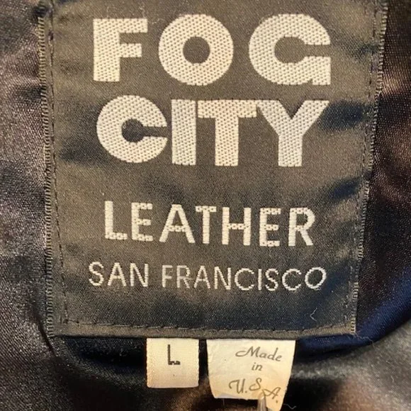 Vintage 80's Fog City Leather Two Tone Black/Brown Bomber Jacket -Large - Picture 6 of 14
